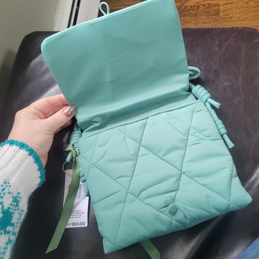 Vera Bradley Cross Body Aqua Blue Green Quilted Adjustable Strap NWT - Picture 2 of 9